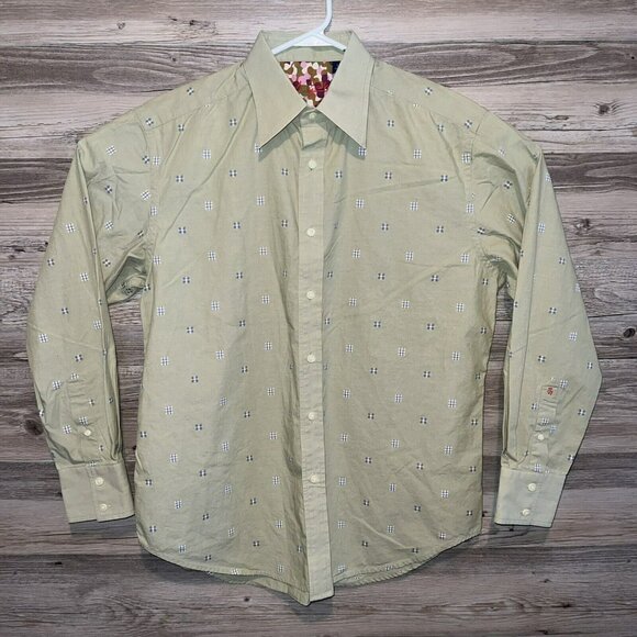 Robert Graham Other - Robert Graham Shirt Mens Size Large Green Contrasting Flip Cuff Embroidered